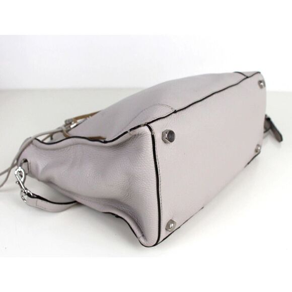 Rebecca Minkoff LIGHT GRAY GENUINE LEATHER SATCHEL SHOULDER BAG X-BODY HANDBAG - Picture 6 of 16